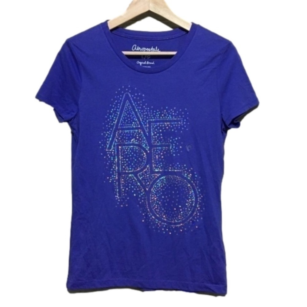 Aeropostale purple blue AERO bling graphic tee size large NEW!